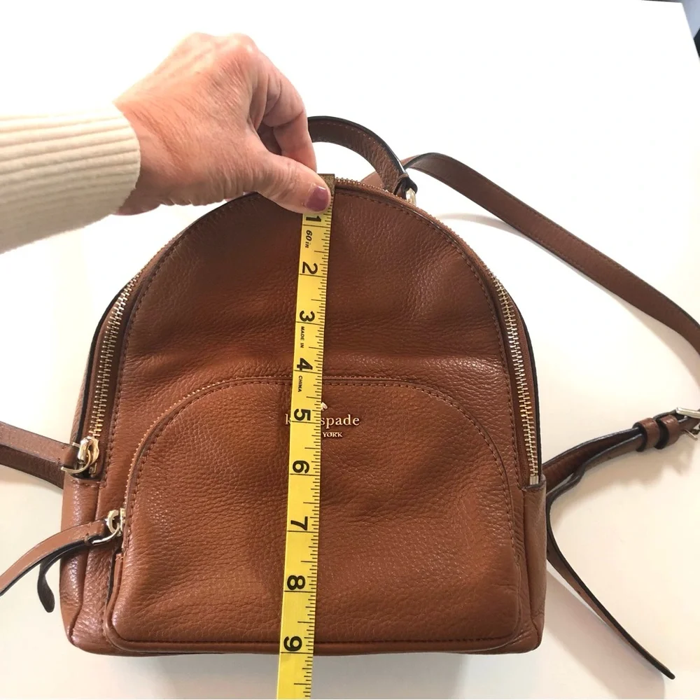 Kate Spade Jackson Backpack Warm Ginger Brown Pebbled Leather Apprx 9x9x5 inches